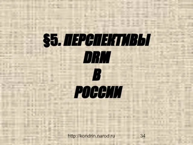 http://kondrin.narod.ru §5. ПЕРСПЕКТИВЫ DRM В РОССИИ