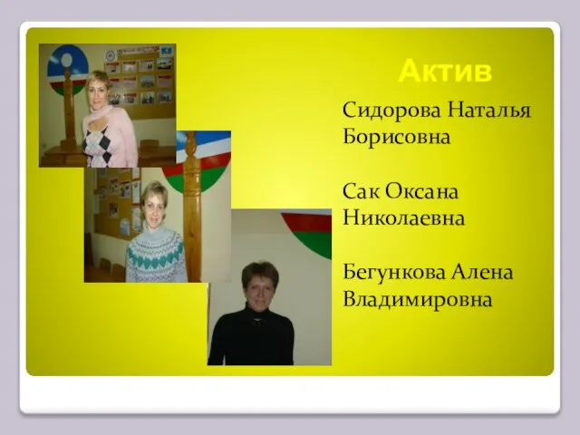 Актив Сидорова Наталья Борисовна Сак Оксана Николаевна Бегункова Алена Владимировна