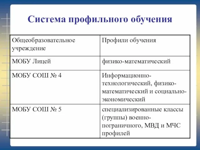 Система профильного обучения