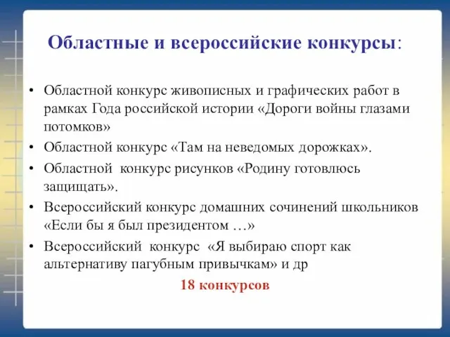 Областные и всероссийские конкурсы: Областной конкурс живописных и графических работ в рамках