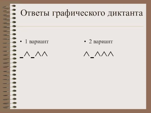 Ответы графического диктанта 1 вариант -^-^^ 2 вариант ^-^^^