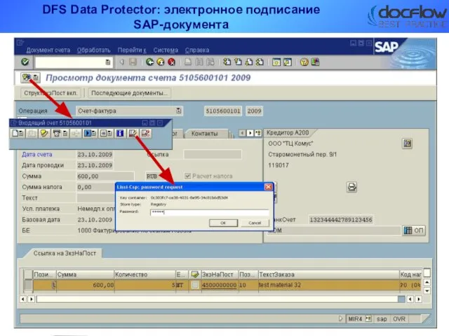 DFS Data Protector: электронное подписание SAP-документа