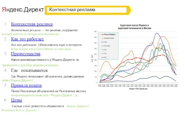 Яндекс.Директ Контекстная реклама 1 Контекстная реклама Контекстная реклама — это реклама, содержание