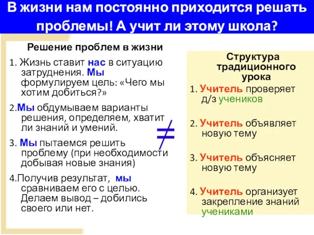 В жизни нам постоянно приходится решать проблемы! А учит ли этому школа?