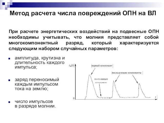 амплитуда, крутизна и длительность каждого импульса; заряд переносимый каждым импульсом тока на