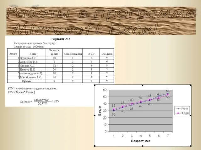 Работы в программе Microsoft Excel.