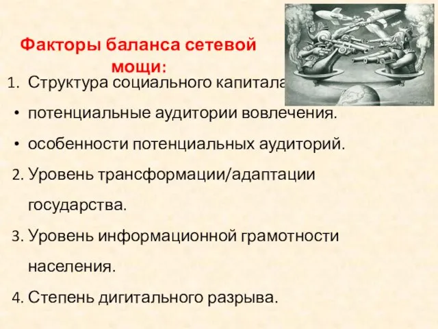 Факторы баланса сетевой мощи: Структура социального капитала: потенциальные аудитории вовлечения. особенности потенциальных