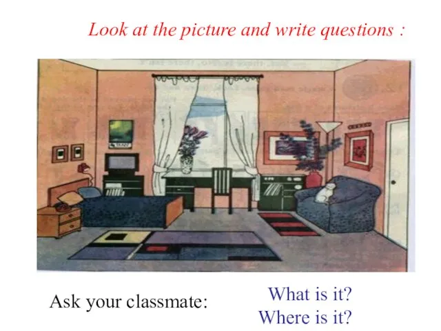 Look at the picture and write questions : What is it? Where