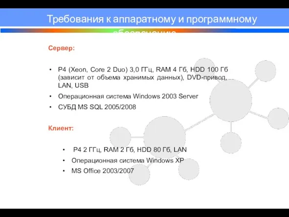 Сервер: Р4 (Xeon, Core 2 Duo) 3,0 ГГц, RAM 4 Гб, HDD