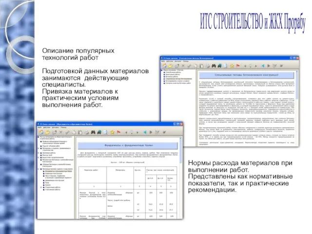 ИТС СТРОИТЕЛЬСТВО и ЖКХ Прорабу Описание популярных технологий работ Подготовкой данных материалов