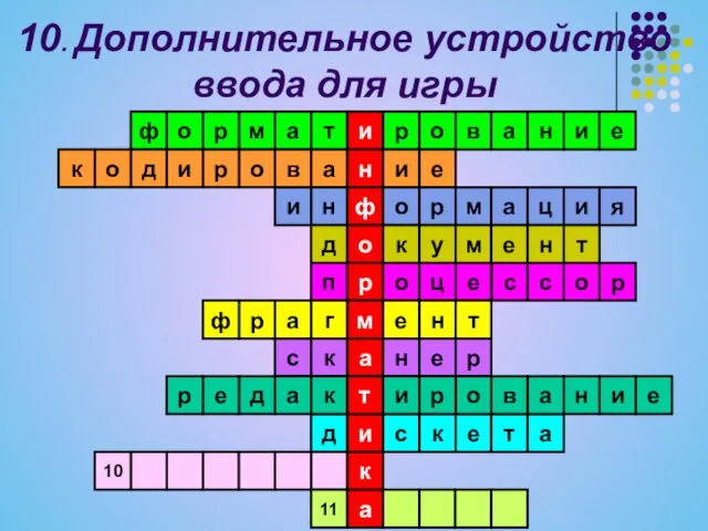 10. Дополнительное устройство ввода для игры и н ф о р м