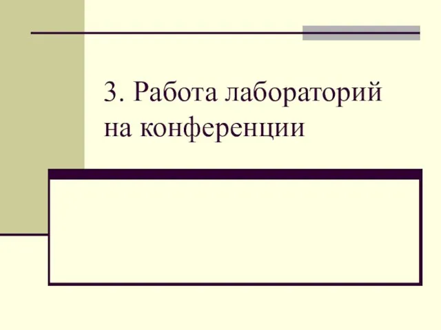 3. Работа лабораторий на конференции