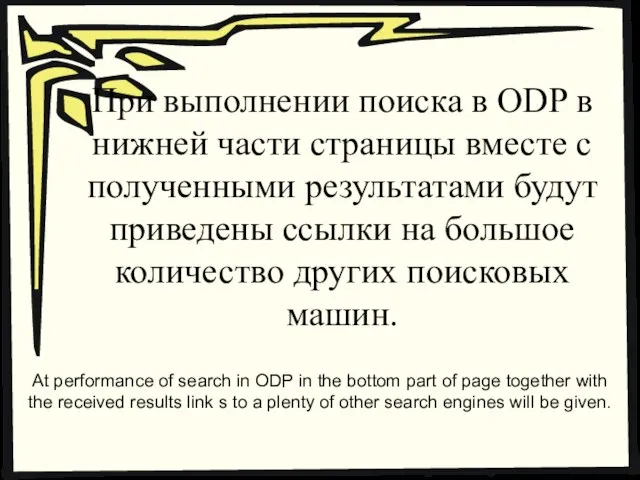 При выполнении поиска в ODP в нижней части страницы вместе с полученными