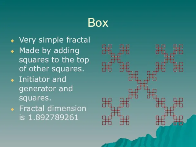 Box Very simple fractal Made by adding squares to the top of