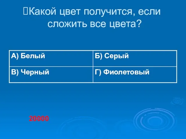 Какой цвет получится, если сложить все цвета? 20000