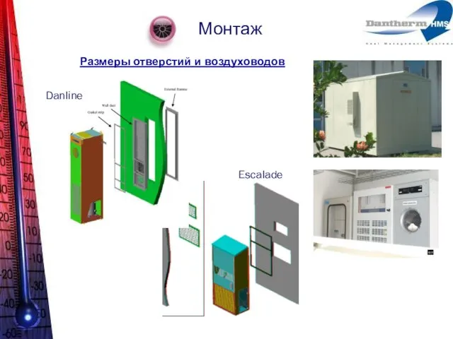 Монтаж Размеры отверстий и воздуховодов Danline Escalade