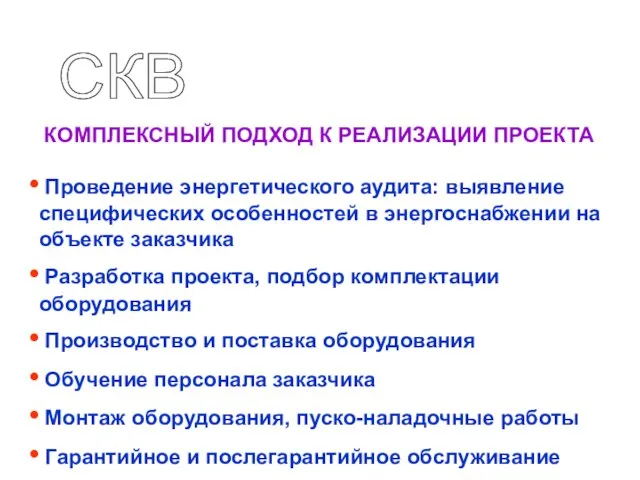 КОМПЛЕКСНЫЙ ПОДХОД К РЕАЛИЗАЦИИ ПРОЕКТА Проведение энергетического аудита: выявление специфических особенностей в