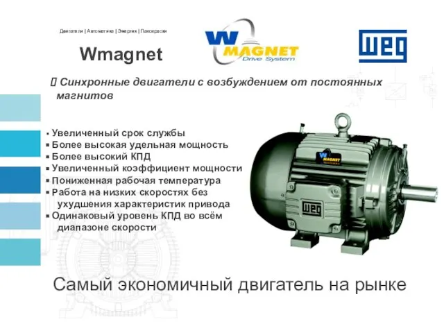 Синхронные двигатели с возбуждением от постоянных магнитов Wmagnet Увеличенный срок службы Более