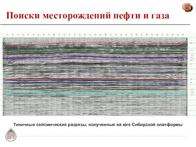 Типичные сейсмические разрезы, полученные на юге Сибирской платформы Поиски месторождений нефти и газа