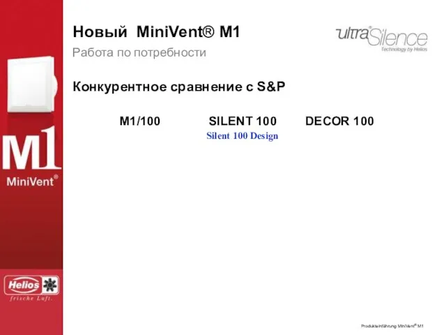 Работа по потребности Конкурентное сравнение с S&P M1/100 SILENT 100 DECOR 100