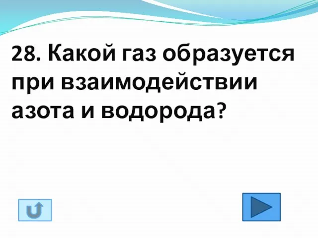 28. Какой газ образуется при взаимодействии азота и водорода?