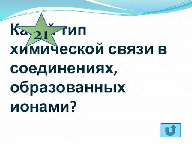 Какой тип химической связи в соединениях, образованных ионами? 21