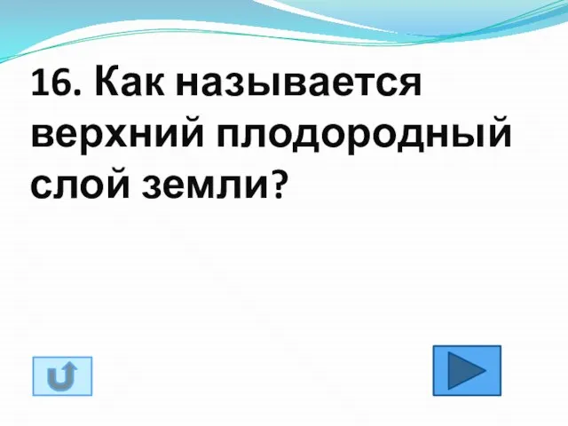 16. Как называется верхний плодородный слой земли?