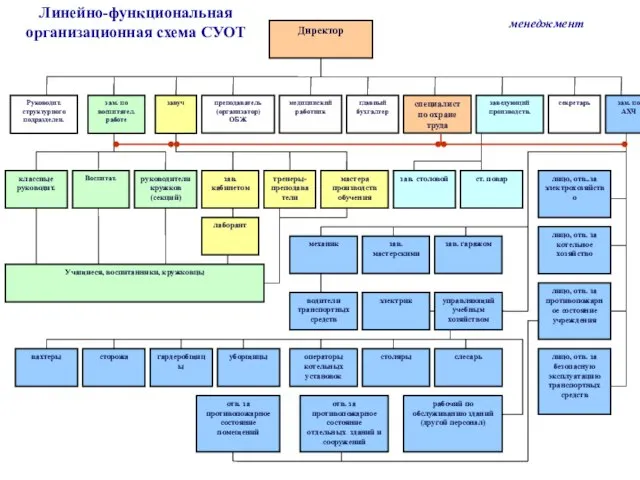 Линейно-функциональная организационная схема СУОТ менеджмент