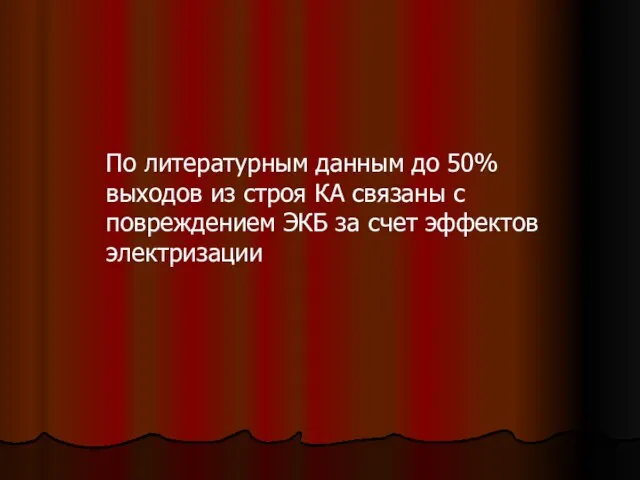 По литературным данным до 50% выходов из строя КА связаны с повреждением