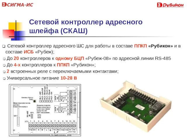 Сетевой контроллер адресного шлейфа (СКАШ) Сетевой контроллер адресного ШС для работы в