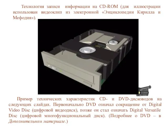 Технология записи информации на CD-ROM (для иллюстрации использован видеоклип из электронной «Энциклопедии