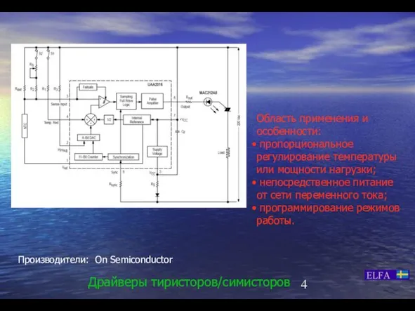 Драйверы тиристоров/симисторов Область применения и особенности: пропорциональное регулирование температуры или мощности нагрузки;