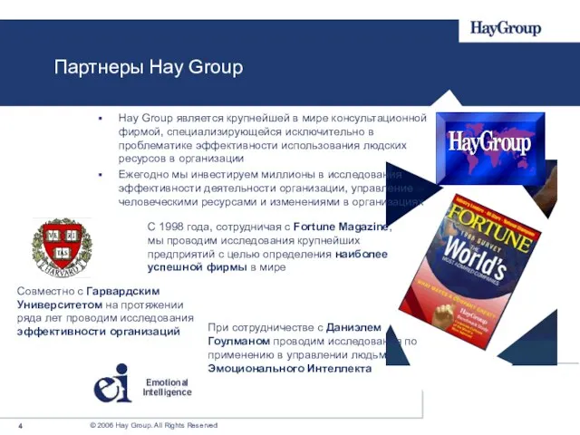 Hay Group является крупнейшей в мире консультационной фирмой, специализирующейся исключительно в проблематике