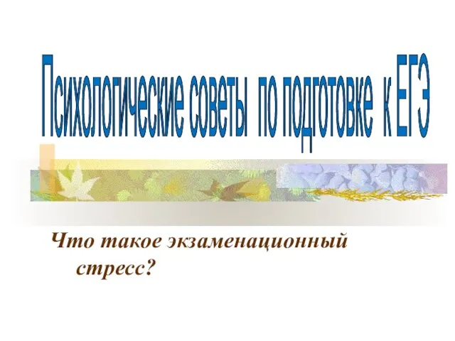 Что такое экзаменационный стресс? Психологические советы по подготовке к ЕГЭ