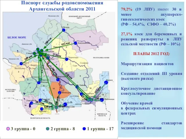 Паспорт службы родовспоможения Архангельской области 2011 386 км 412 км 272 км