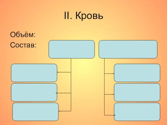 II. Кровь Объём: Состав: