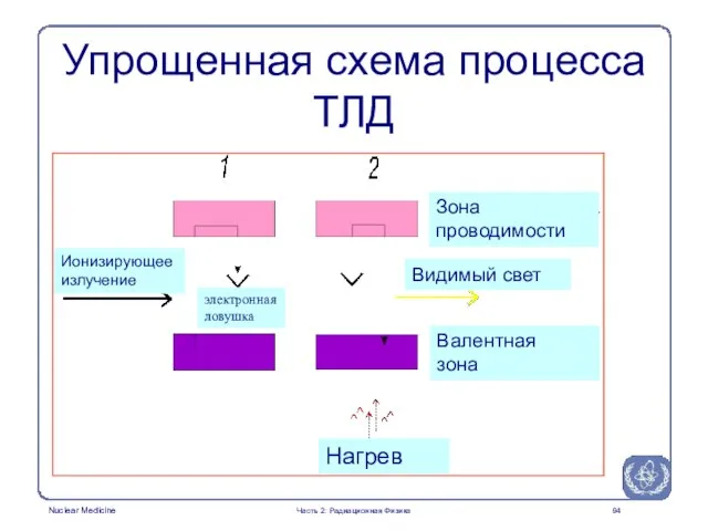 Упрощенная схема процесса ТЛД Часть 2: Радиационная Физика Ионизирующее излучение Нагрев электронная