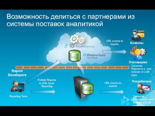 Consume Reports in a web browser or LOB apps Возможность делиться с