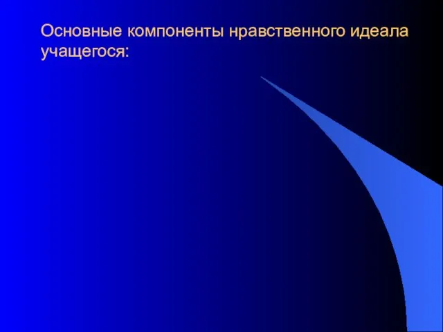 Основные компоненты нравственного идеала учащегося: