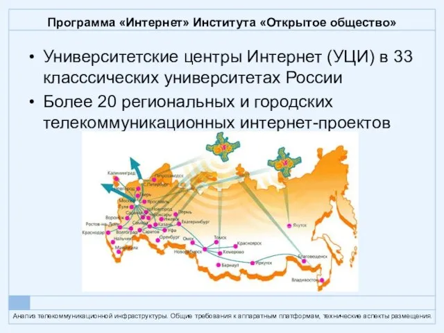 Программа «Интернет» Института «Открытое общество» Университетские центры Интернет (УЦИ) в 33 класссических