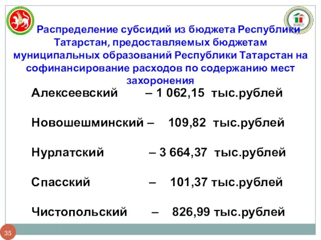 Распределение субсидий из бюджета Республики Татарстан, предоставляемых бюджетам муниципальных образований Республики Татарстан