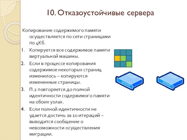 Копирование содержимого памяти осуществляется по сети страницами по 4Кб. Копируется все содержимое