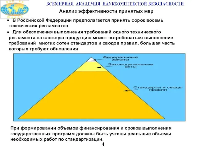 4 Анализ эффективности принятых мер В Российской Федерации предполагается принять сорок восемь