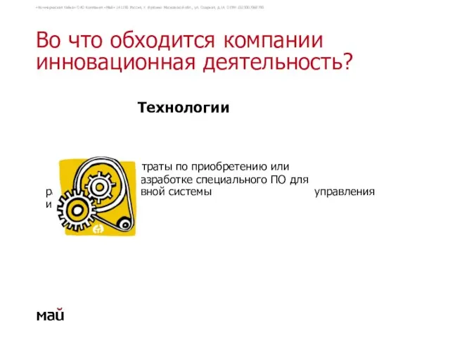 Во что обходится компании инновационная деятельность? Технологии ● затраты по приобретению или