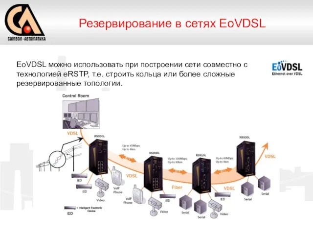 EoVDSL можно использовать при построении сети совместно с технологией eRSTP, т.е. строить