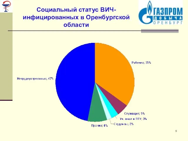 Социальный статус ВИЧ- инфицированных в Оренбургской области