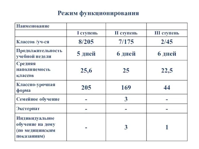 Режим функционирования