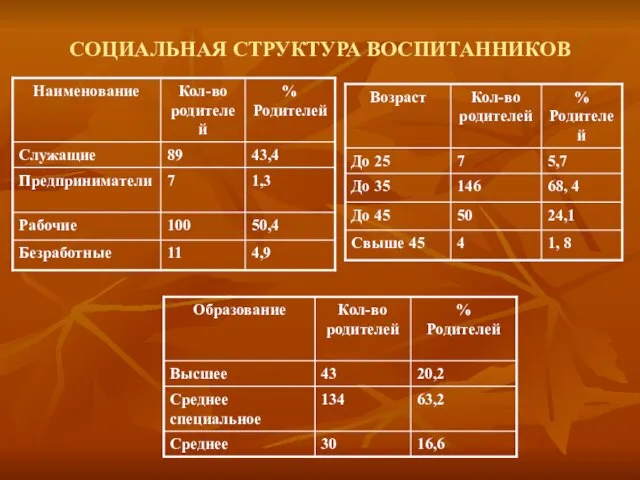 СОЦИАЛЬНАЯ СТРУКТУРА ВОСПИТАННИКОВ