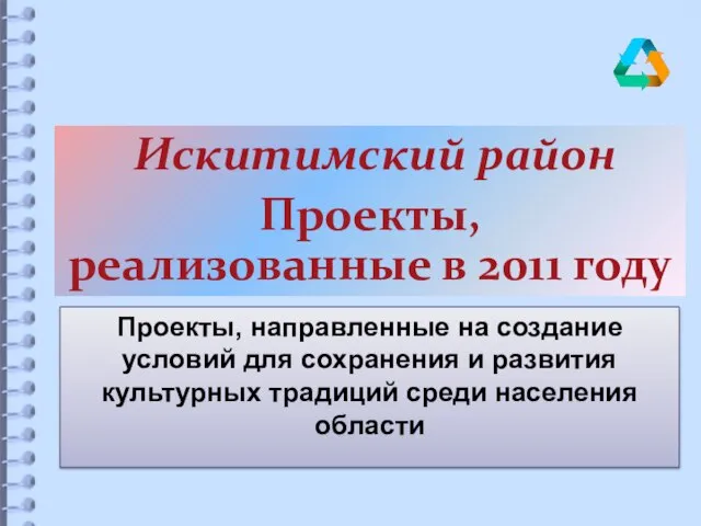 Искитимский район Проекты, реализованные в 2011 году Проекты, направленные на создание условий