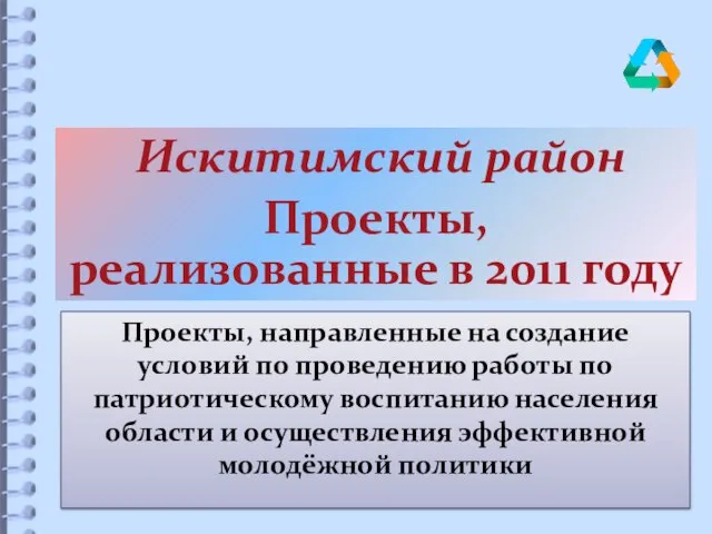 Искитимский район Проекты, реализованные в 2011 году Проекты, направленные на создание условий